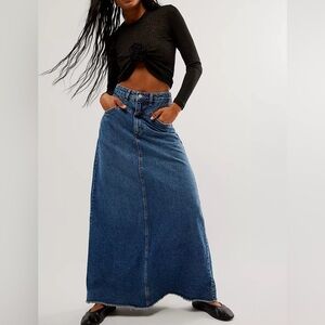 We the Free Come as You Are Maxi Denim Skirt